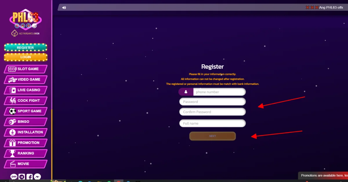 Fill information and click Next to get OTP